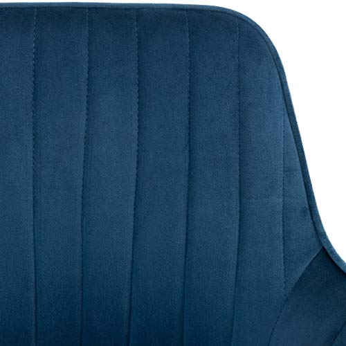 GOLDEN BEACH 2Pc Elegant Velvet Dinning Modern Leisure Upholstered Chair w/ Gold Plating Legs (Navy Blue)