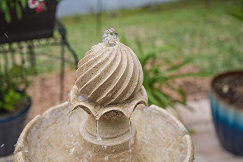 Kenroy Home Classic Outdoor Solar Floor Fountain ,44 Inch Height, 22 Inch Width, 22 Inch Ext. with Sandstone Finish