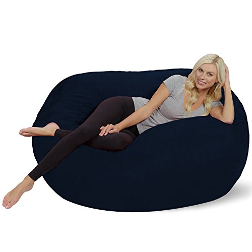 Chill Sack Bean Bag Chair: Huge 5' Memory Foam Furniture Bag and Large Lounger - Big Sofa with Soft Micro Fiber Cover - Navy