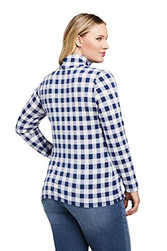 Lands' End Women LWCM Shaped Turtleneck Deep Sea Gingham Plus 2X