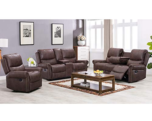 Recliner Sofa For Living Room Set Couch Palomino Fabric Loveseat 3 Seater Home Theater Manual Motion Home Furniture