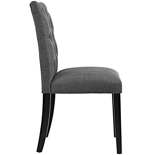Modway Duchess Modern Tufted Button Upholstered Fabric Parsons Two Dining Chairs in Gray