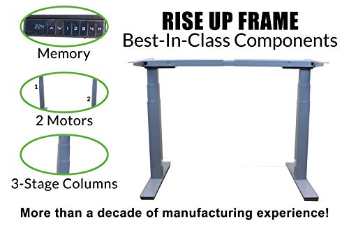 Rise UP Electric Adjustable Height Width Standing Desk Legs Frame Base. Ergonomic Motorized sit to Stand up Home Commercial Office Table. Dual 2 Motors. 4 Programmable Memory. Gray
