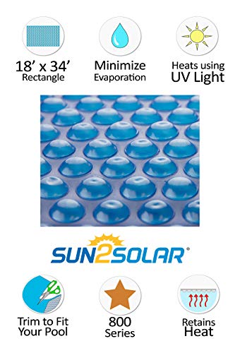 Sun2Solar 12-Foot-by-24-Foot Rectangle Clear Solar Cover and Deluxe Reel System | 1200 Series Style Heating Blanket | Bundled Kit for Rectangular In-Ground Swimming Pool | Place Cover Bubble-Side Down