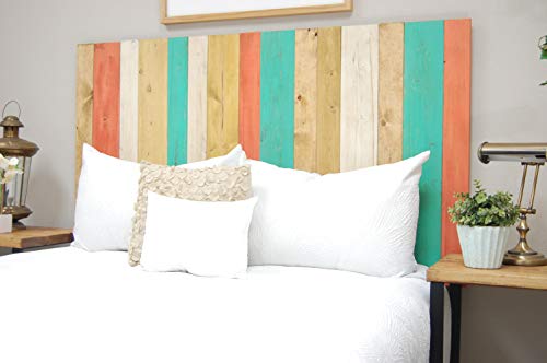 Summer Mix Headboard Twin Size, Hanger Style, Handcrafted. Mounts on Wall. Easy Installation