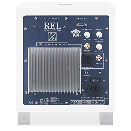 REL Acoustics T/5i Subwoofer, 8 inch Down-Firing Driver, Arrow Wireless Port, High Gloss White