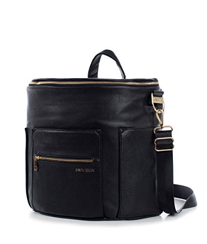 Fawn Design Premium Vegan Leather Diaper Bag and Backpack (Black 2.0)