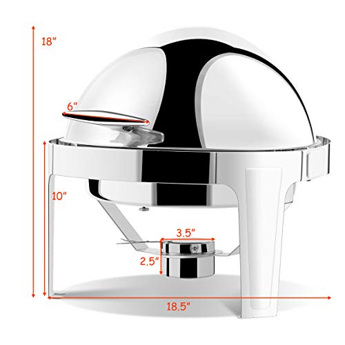 2 Packs 6 Quart Chafing Dish 180 Degree Roll Top Chafer Dishes Buffet Set for Heat Preservation Stainless Steel Round Chafing