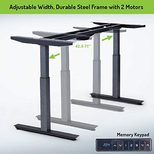 Rise UP Dual Motor Electric Standing Desk Frame Base Legs Ergonomic sit to Stand up Commercial Home Office Desk. 2-Stage. Memory. Black
