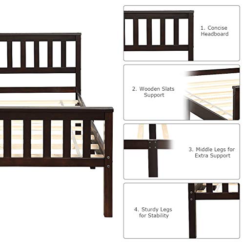Giantex Deluxe Solid Wood Platform Bed with Headboard Footboard 14 Inch Pine Wooden Mattress Foundation, Wood Slats Great Support