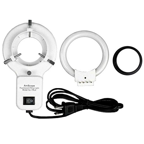 AmScope Professional Binocular Stereo Zoom Microscope, 0.7X-4.5X Objective, Fluorescent Ring Light, Large Table Pillar Stand