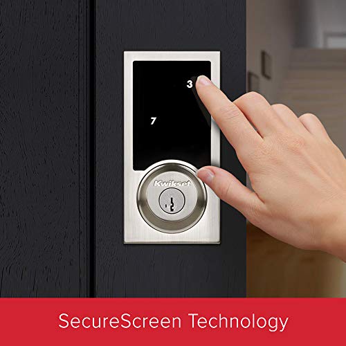 Kwikset 99190-003 Contemporary Premis Touchscreen Keyless Entry Smart Deadbolt Door Lock Works with Apple HomeKit Featuring SmartKey Security, Satin Nickel