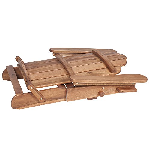 Walker Edison Furniture Company AZWACBR Outdoor Patio Wood Adirondack Foldable Chair All Weather Backyard Conversation Garden Poolside Balcony, Set of 1, Brown