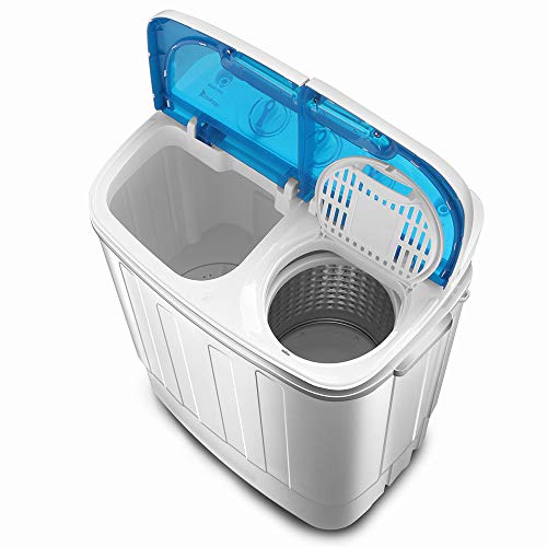 13Lbs Washing Machine Semi-automatic Portable Mini Compact Twin Tube Washing Machine US Standard (White + Blue)