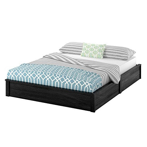 Ameriwood Home Queen Platform Bed Frame, Black Oak