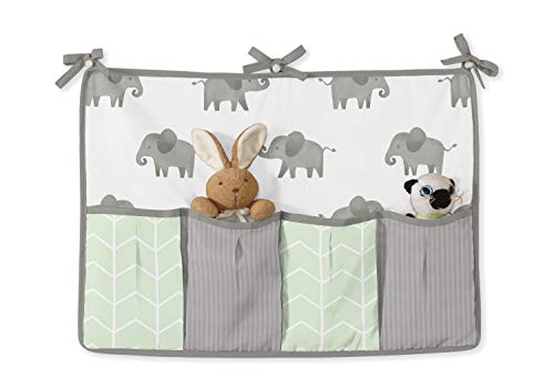 Sweet Jojo Designs Mint, Grey and White Watercolor Elephant Safari Baby Unisex Crib Bedding Set - 11 Pieces