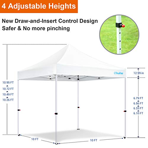Ohuhu Sturdy 10 x 10 FT Pop-up Canopy Tent with Reinforced Metal Frame, 4 Removable Zipper End Side Walls & Wheeled Carrying Bag, Bonus 4 Weight Bag