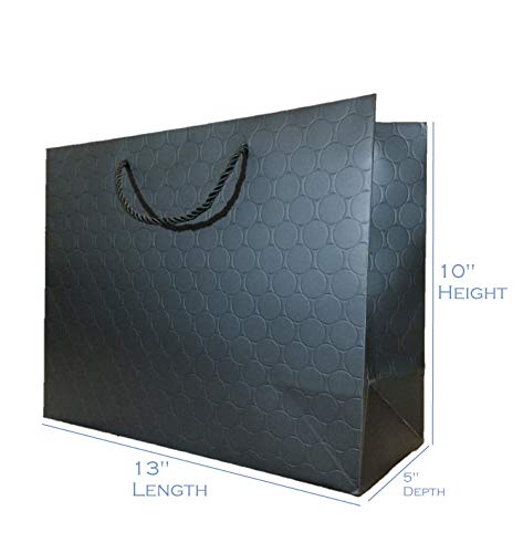 13x10 Large Black Gift Bag with Handles Bulk (120 Bags)13x5x10 Wholesale Heavy Duty Paper Shopping Premium Elegant Matte Modern Merchandise Clothing Wig Retail Wedding Baby Bridal Shower