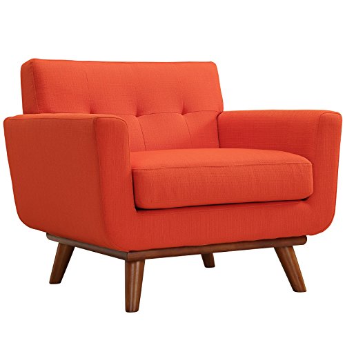 Modway Engage Mid-Century Modern Upholstered Fabric Accent Arm Lounge Chair in Atomic Red