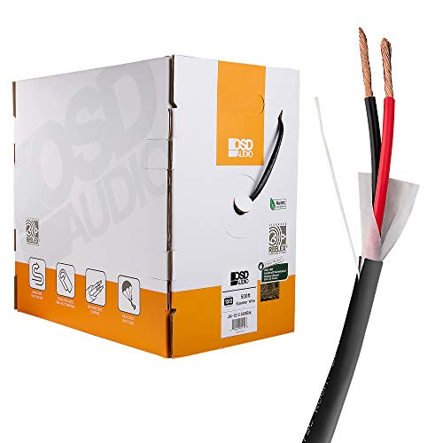 OSD 14 Gauge 2-Conductor 500FT UL CL3 Rated Oxygen Free in Wall Black Speaker Wire Pure Copper, Direct Burial Graded