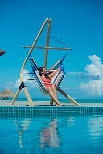 LA SIESTA Domingo Dolphin - Weather-Resistant Outdoor Kingsize Hammock Chair with FSC Certified Spruce Stand