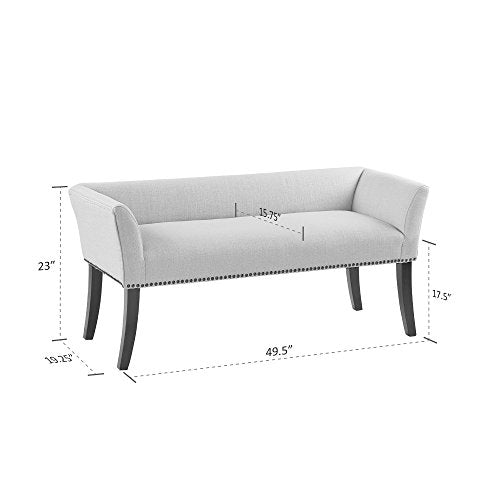 Madison Park Welburn Bedroom Solid Wood Polyester Fabric Seating Modern Style, Accent Bench Ottoman Cream