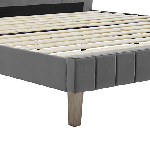 Classic Brands Chicago Modern Tufted Upholstered Platform Bed | Headboard and Wood Frame with Wood Slat Support, King, Antonio Mid Night