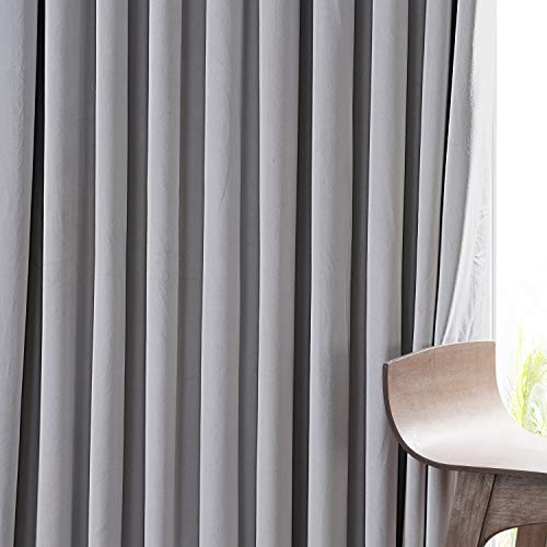 HPD Half Price Drapes VPCH-VET160401-96 Signature Extra Wide Blackout Velvet Curtain (1 Panel), 100 X 96, Reflection Grey