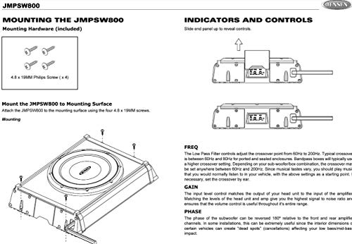 Jensen JMPSW800 Amplified Subwoofer - 8"