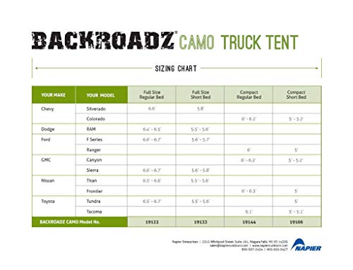 Backroadz CAMO Truck Tent (Compact Short Bed 5-Feet Box)