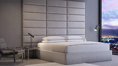 Vänt Upholstered Wall Panels - King/Cal King Size Wall Mounted Headboards - Plush Velvet Platinum Gray - Pack of 4 Panels (Each Individual Panel 39"x11.5")
