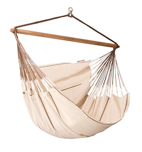 LA SIESTA Habana Nougat - Organic Cotton Kingsize Hammock Chair with Vela Sustainable Wood Stand