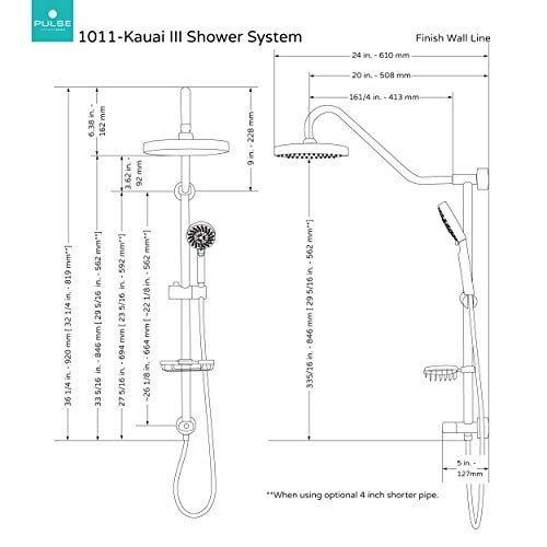 PULSE ShowerSpas 1011-lll-ORB Kauai III Shower System, with 8" Rain Showerhead, 5-Function Hand Shower, Adjustable Slide Bar and Soap Dish, Oil-Rubbed Bronze