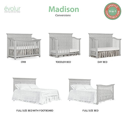 Evolur Madison 5 in 1 Flat Top Convertible Crib