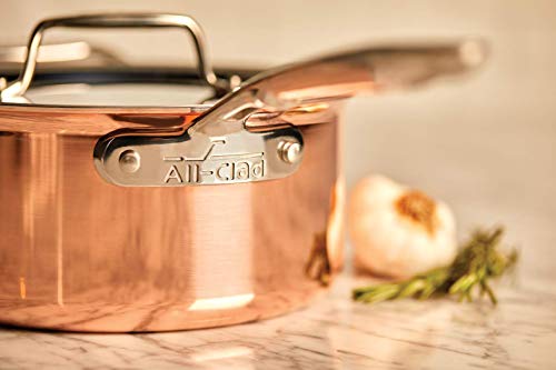All-Clad Copper C4202 C4 2 Qt. Saucepan with Lid, Cookware