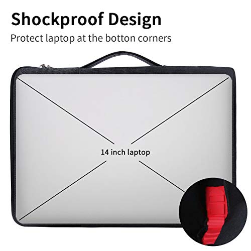 13-14 Inch Laptop Sleeve Case Waterproof 360 Protective Laptop Sleeve Bag Work Business Computer Case for 13 Inch MacBook Air/Pro Notebook Portable Handle Laptop Bag,Black