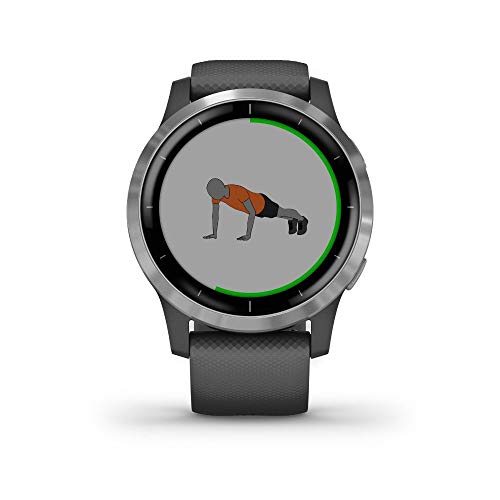 Garmin 010-02174-01 Vivoactive 4 Smartwatch Shadow Gray/Stainless Bundle with 1 Year Extended Warranty