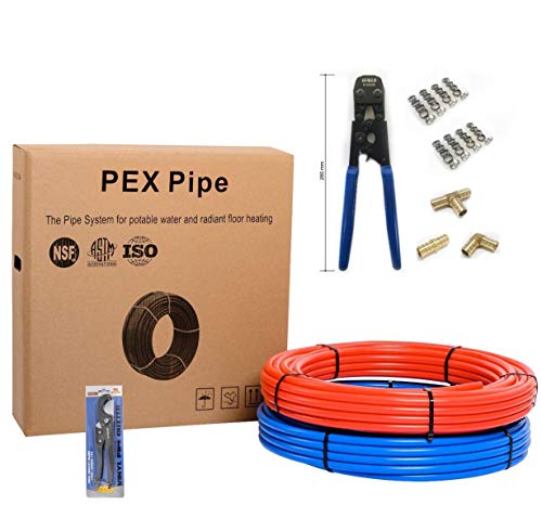 (All in One) EFIELD 1/2 Inch PEX PIPE, Fitting, Clamp Tool, Clamps Cutter Combo Kit, Heavy-Duty Canvas Bags