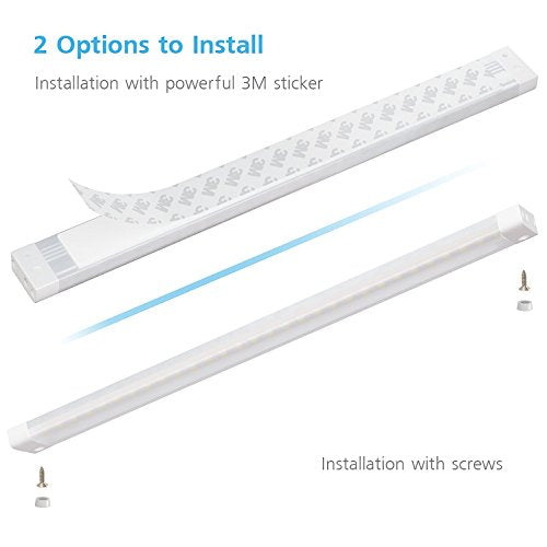 EShine White Finish 12 Panels 12" LED Under Cabinet Lighting Kit Touchless Dimming Control -Cool White (6000K)
