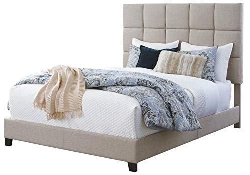 Ashley Furniture Signature Design - Dolante Upholstered Bed - King Size - Complete Bed Set in a Box - Contemporary Style - Tan