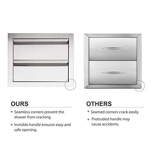 CO-Z Outdoor Kitchen Drawer, 304 Stainless Steel Single Layer Access BBQ Drawer for BBQ Island, Patio Grill Station