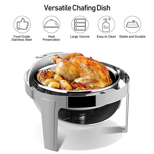 2 Packs 6 Quart Chafing Dish 180 Degree Roll Top Chafer Dishes Buffet Set for Heat Preservation Stainless Steel Round Chafing