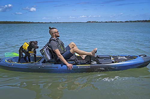 Perception Pescador Pilot 12 | Sit on Top Fishing Kayak with Pedal Drive | Adjustable Lawn Chair Seat and Tackle Storage Areas | 12' | Dapper