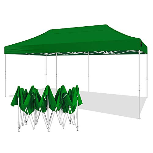 AMERICAN PHOENIX Canopy Tent 10x20 Ez Pop Up Instant Shelter Shade Heavy Duty Commercial Outdoor Party Tent (10x10FT (Black Frame), Green)
