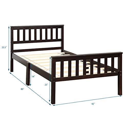 Giantex Deluxe Solid Wood Platform Bed with Headboard Footboard 14 Inch Pine Wooden Mattress Foundation, Wood Slats Great Support