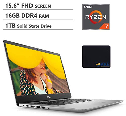 2020 New Dell Inspiron 15 5000 15.6'' FHD Laptop, 16GB DDR4 RAM, 1TB Solid State Drive, Backlit Keyboard, Win-10, Silver, KKE Mouse Pad