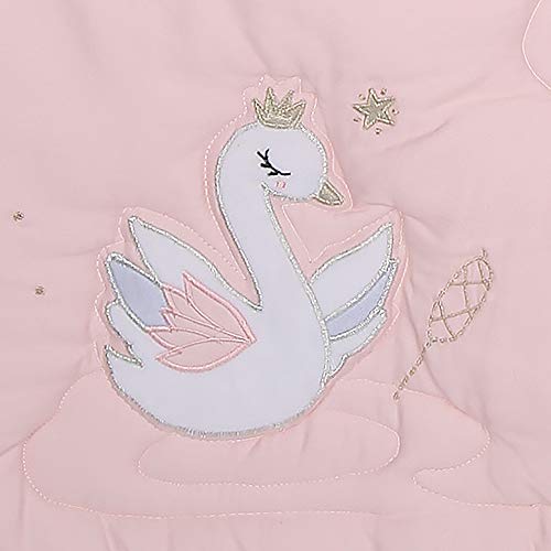 Lambs & Ivy Signature Swan Princess Pink Sateen 3-Piece Baby Crib Bedding Set