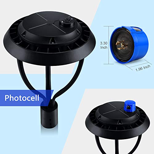 Led Post Top Light 60W, LED Circular Area Light with Photocell 5000K Daylight (300W Equivalent) Outdoor Lamp Top Pathway Pole Light Fixture for School Street Light Yard Commercial Area Light