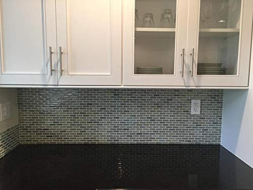 10 Sq Ft - Reflections Hand Painted Glass Mosaic Subway Tiles for Bathroom Walls or Kitchen Backsplash