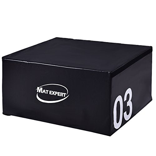 MAT EXPERT PVC Soft Foam Jumping Box Plyometric Exercise Fitness Safe Box (Red 12" Height)